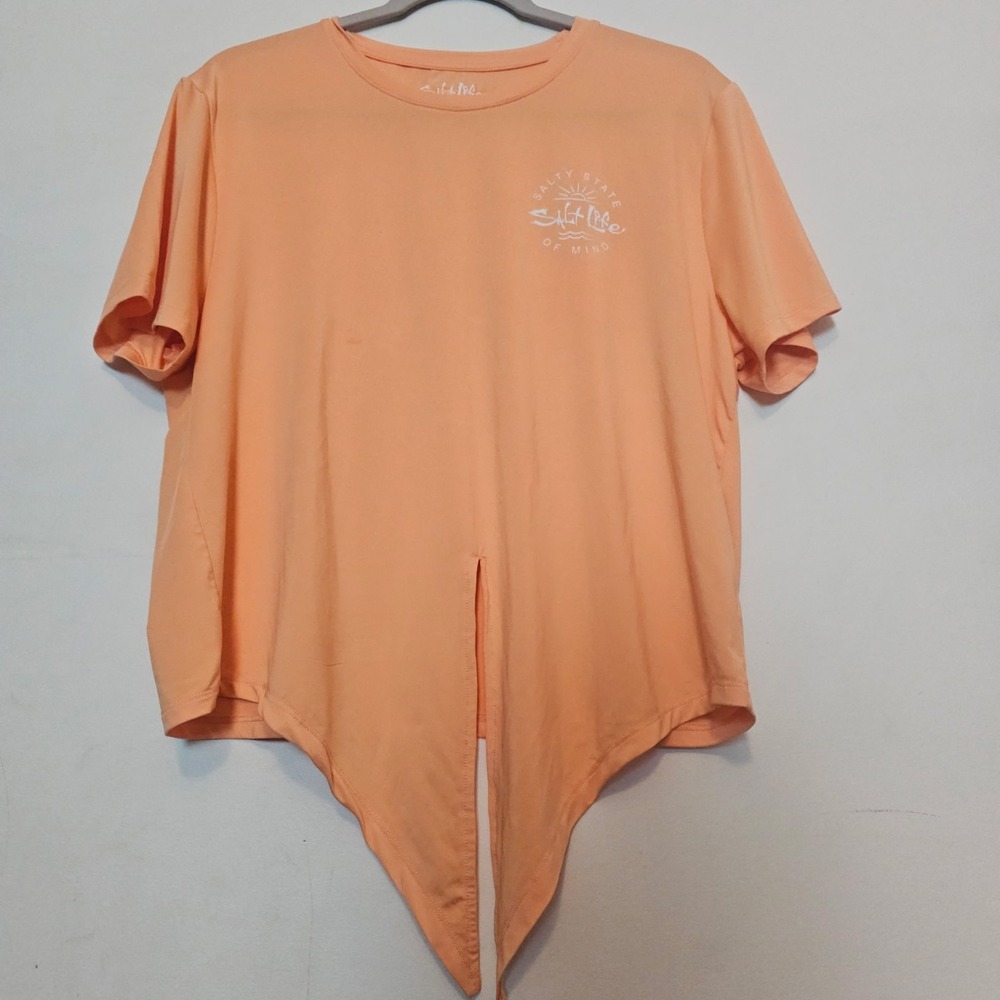 Salt Life Women's XL Salty State Of Mind Tie In Front Peach SLX DriFit Shirt